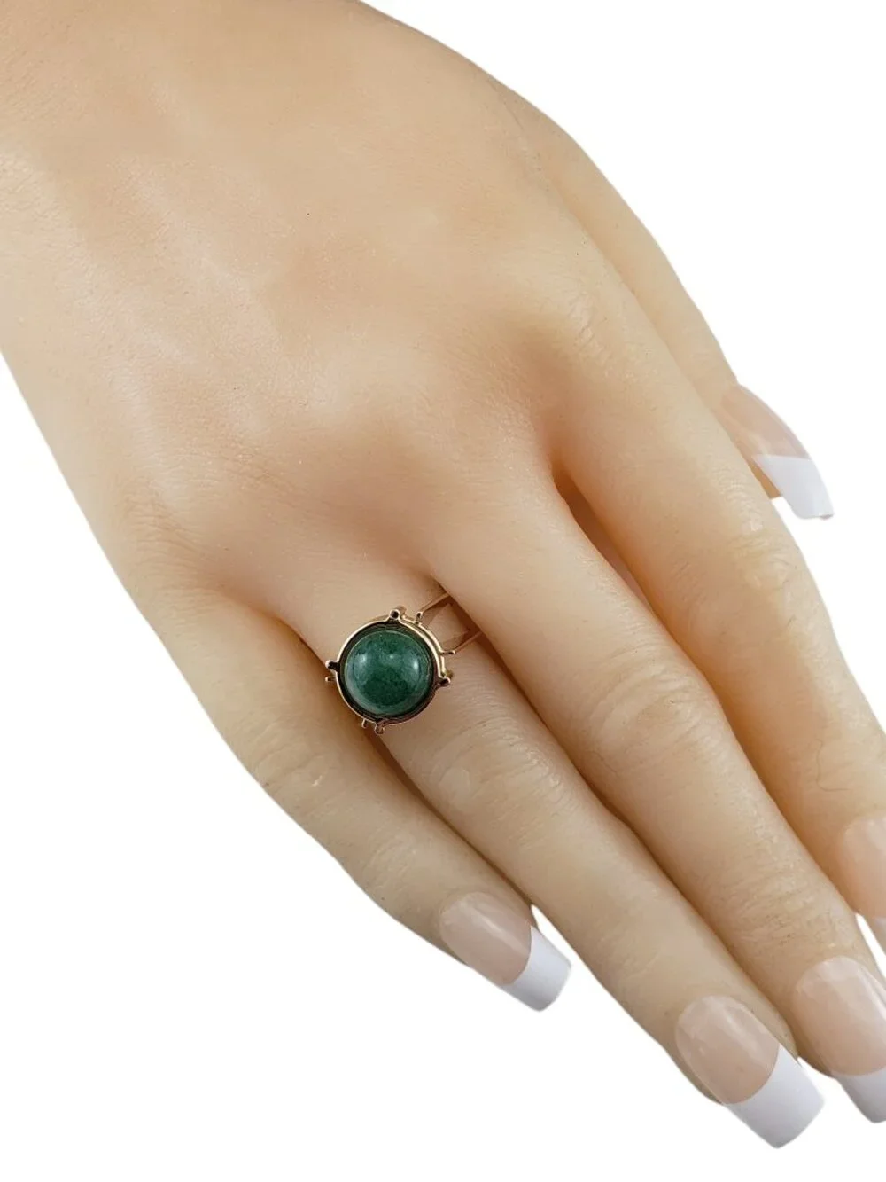 14 Karat Yellow Gold Aventurine Quartz Double Band Ring Size 7 #19043 - Picture 8 of 9